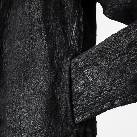 Boris Bidjan Saberi Distressed Black Hooded Leather Jacket - Picture 7 of 10